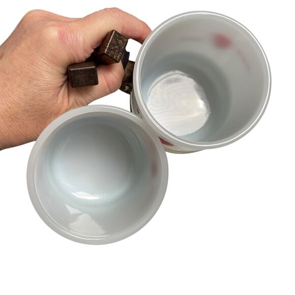 Vintage Siesta Ware Playing Card White Milk Glass Mug Wood Handle MCM Hearts - Picture 6 of 12